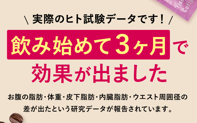 実際のヒト試験データです！飲み始めて3ヶ月で効果が出ました！