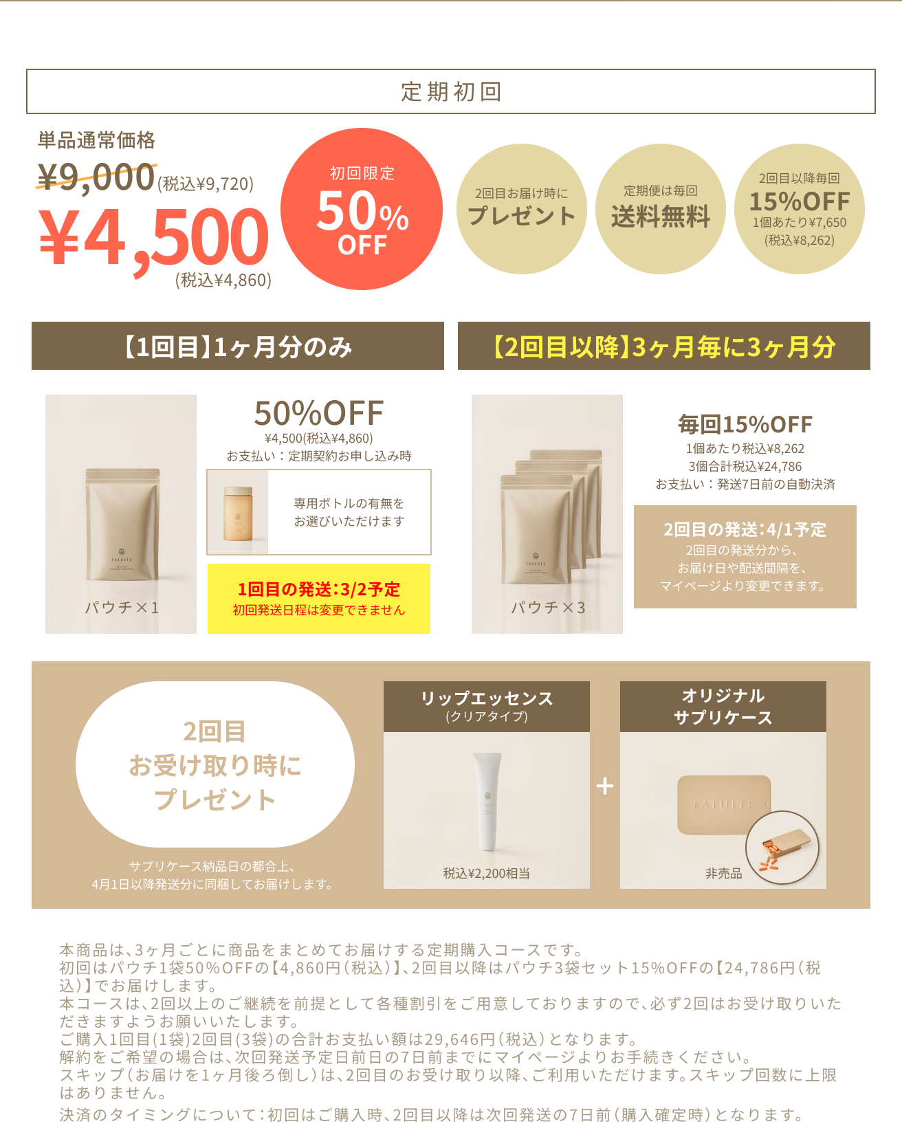 3ヶ月定期コース詳細