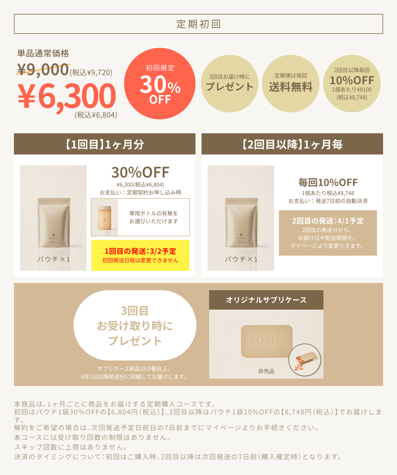 1ヶ月定期コース詳細