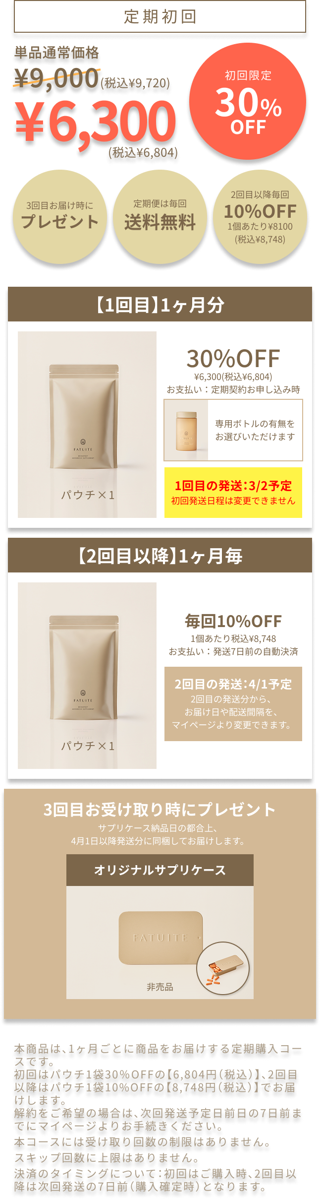 1ヶ月定期コース詳細