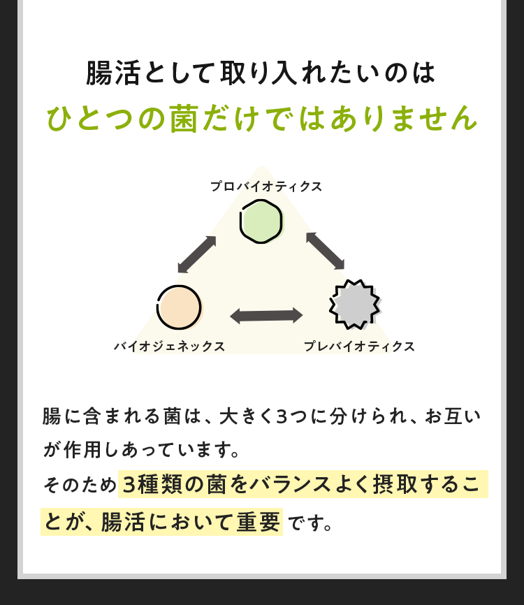 腸活として取り入れたいのはひとつの菌だけではありません