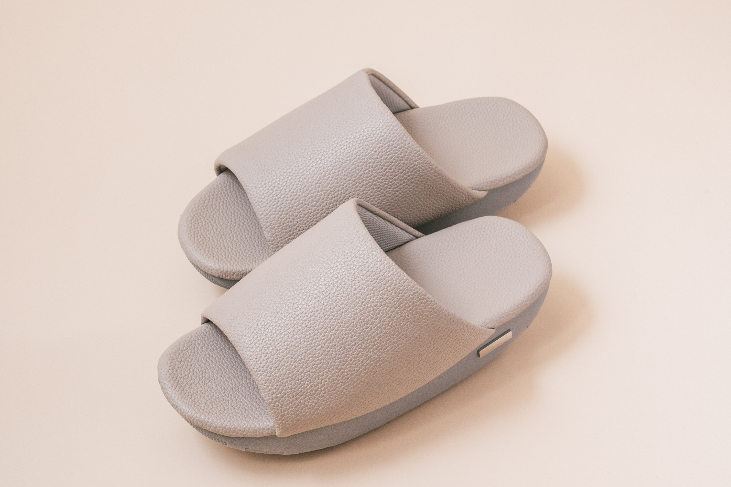 fitne Slide Leather - 合皮レザータイプ カラー: グレー, サイズ: L（26.5cm~28.5cm）