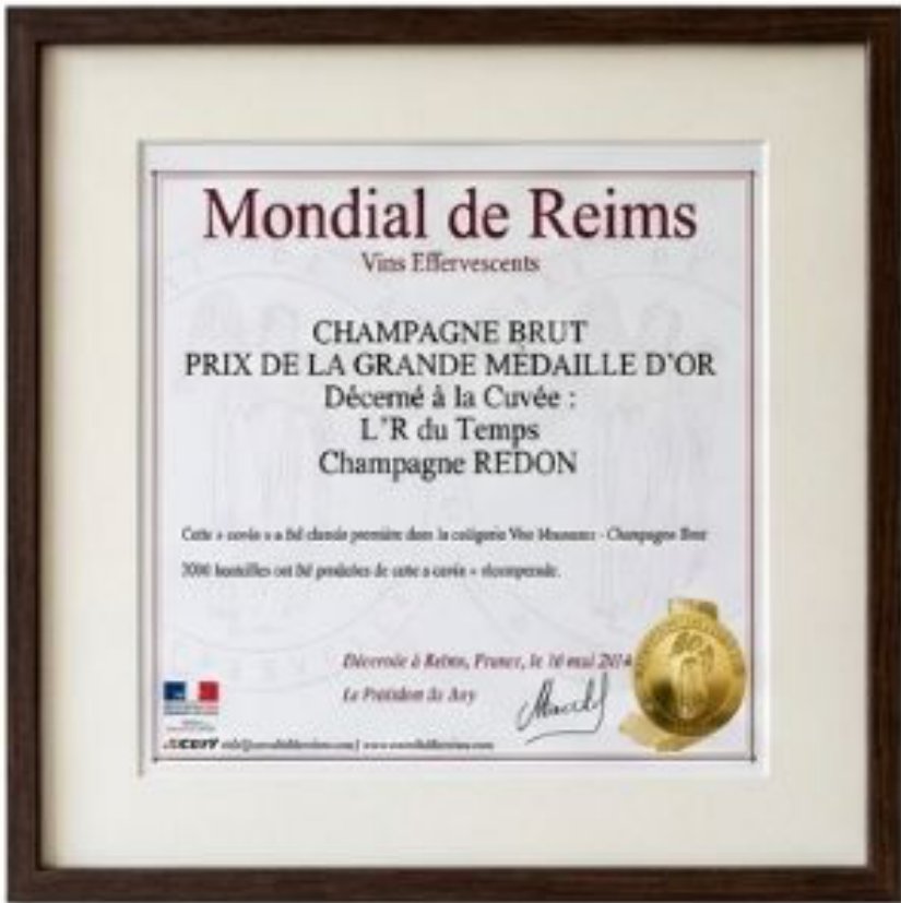 Mondial de Reims 2014 グラン・メダイユ・ドール（金賞）の賞状