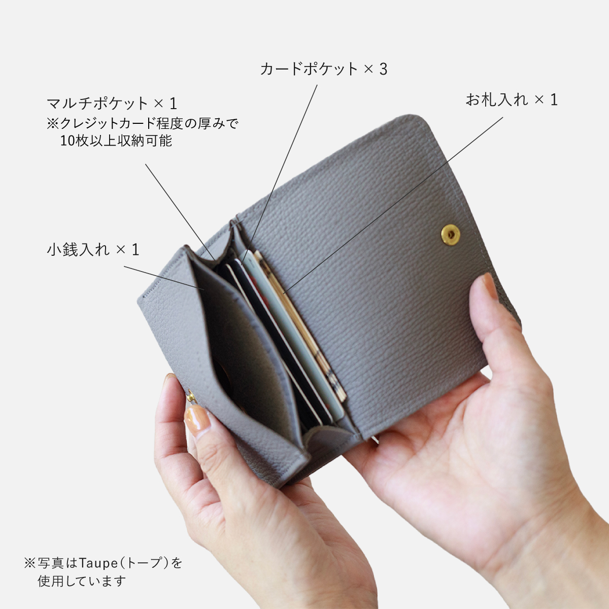 ジビエ コンパクトウォレット Noir（ノワール） 金具カラー: ゴールド
