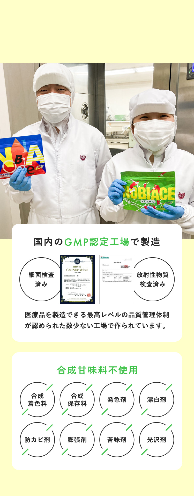 国内のGMP認定工場で製造 合成甘味料不使用
