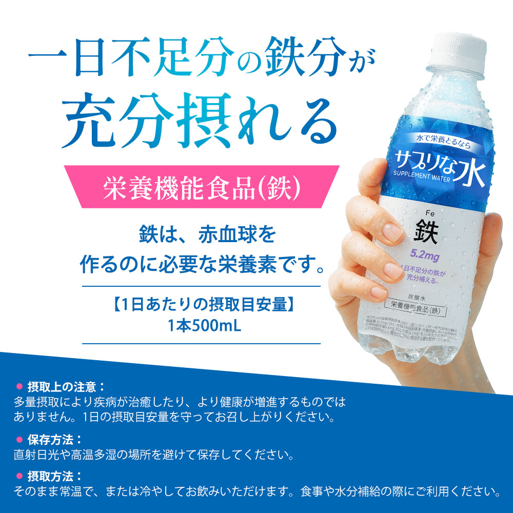 【単品】サプリな水（鉄）500mL×24本（1箱）