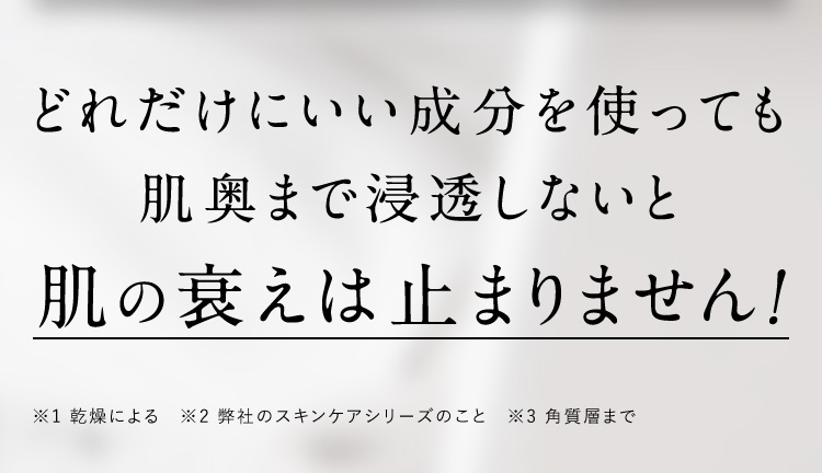 肌奥まで浸透しないと肌の衰えは止まりません！