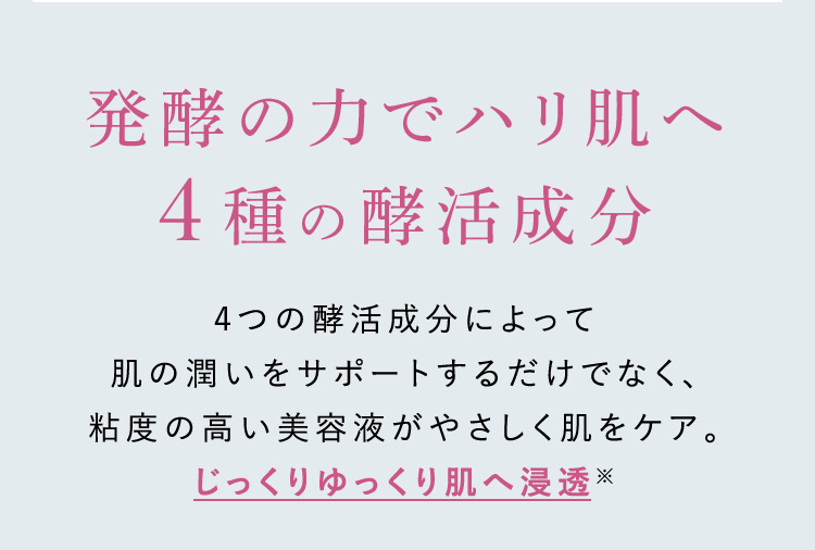 発行の力でハリ肌へ 4種の酵活成分
