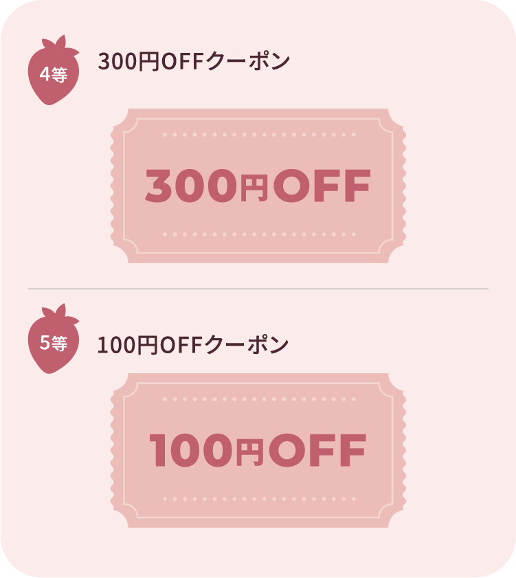 4等 300円OFFクーポン／5等 100円OFFクーポン