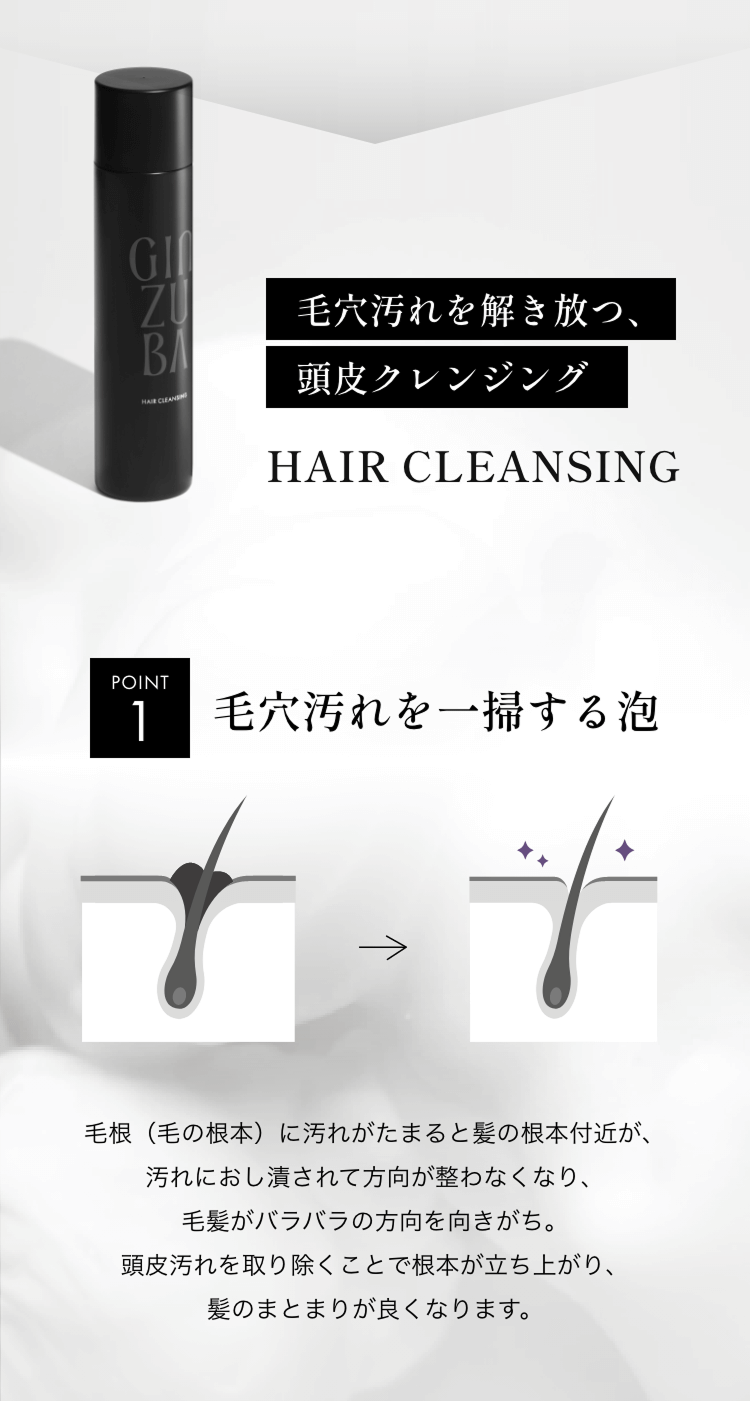 毛穴汚れを解き放つ、頭皮クレンジング HAIR CLEANSING