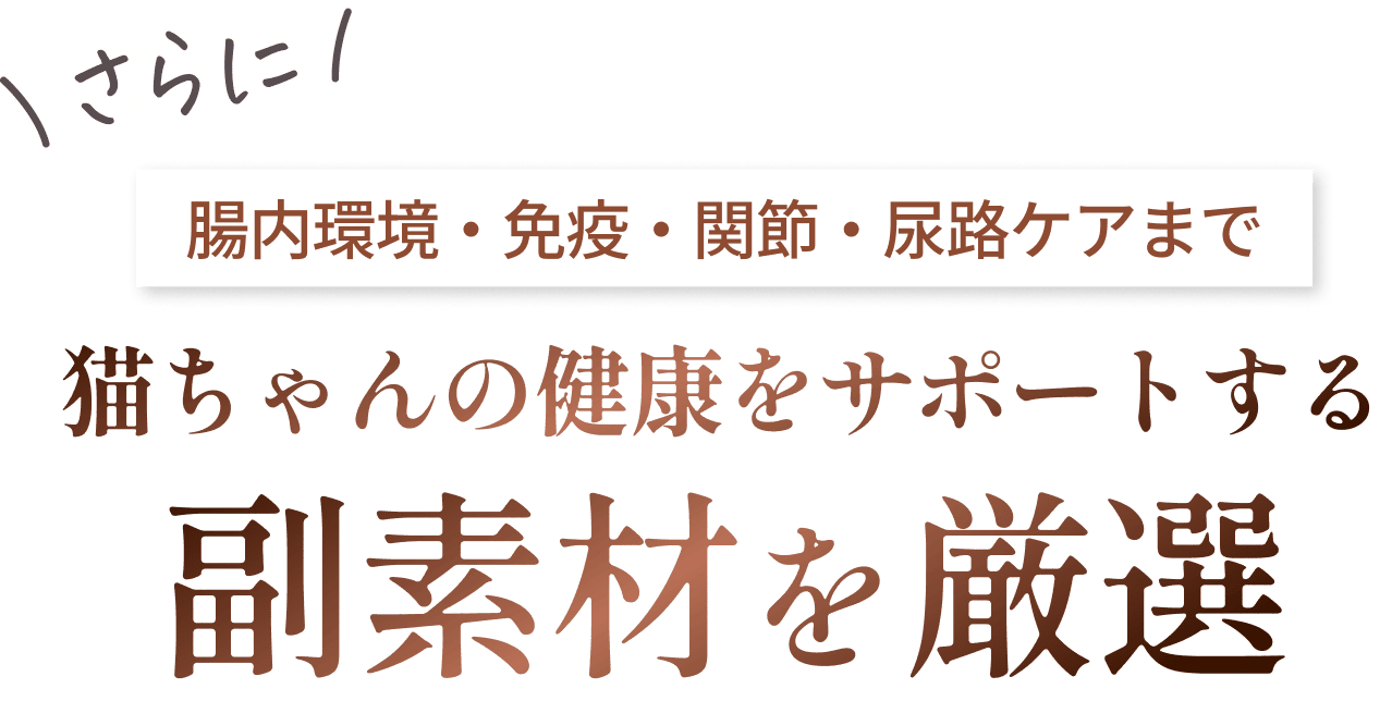 腸内環境・免疫・関節・尿路ケアまで猫ちゃんの健康をサポートする副素材を厳選
