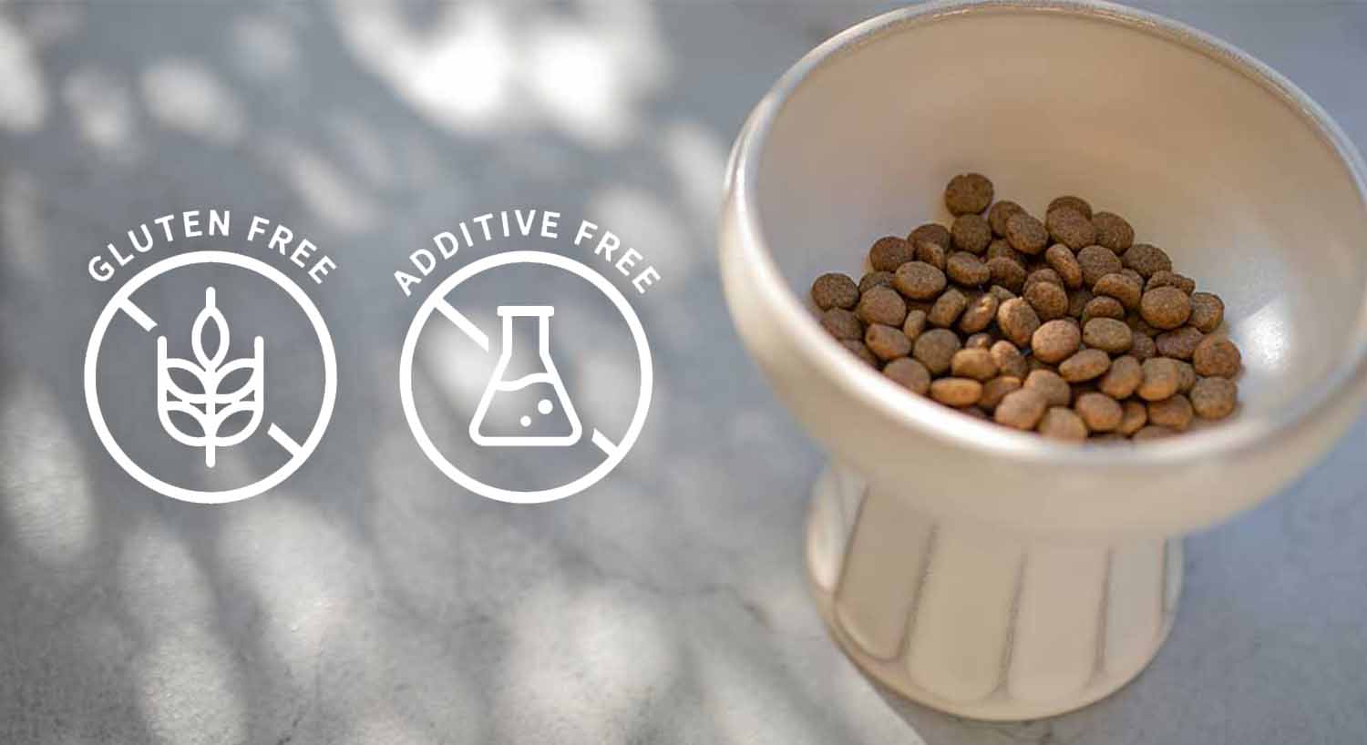 グランツのフードがグレインフリーで人工添加物が不使用であることを表すイメージ