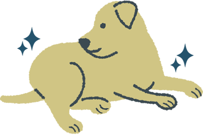 毛並みの健康維持を表す犬のイラスト