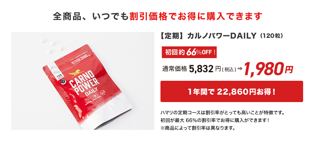 カルノパワーDAILY定期の場合こんなにお得!