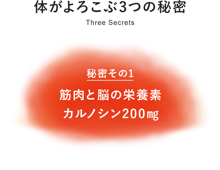 体がよろこぶ3つの秘密　秘密その1　筋肉と脳の栄養素カルノシン200㎎