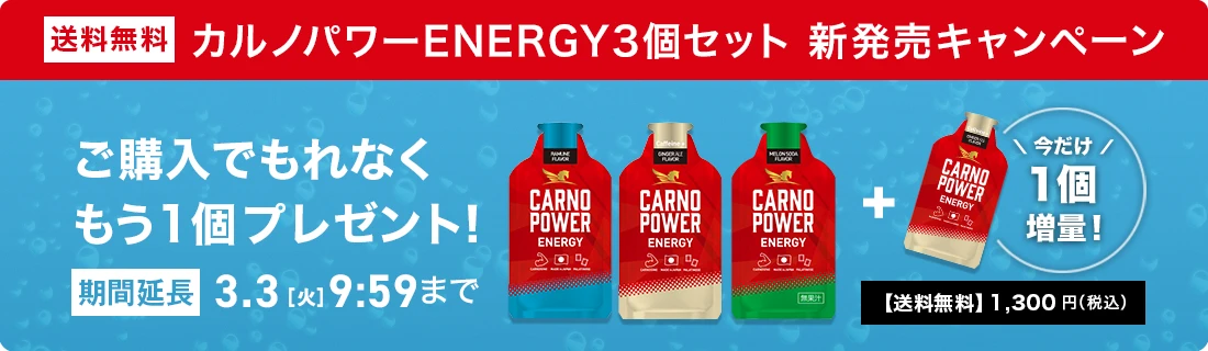 今なら一個増量！カルノパワーENERGY3個セット新発売