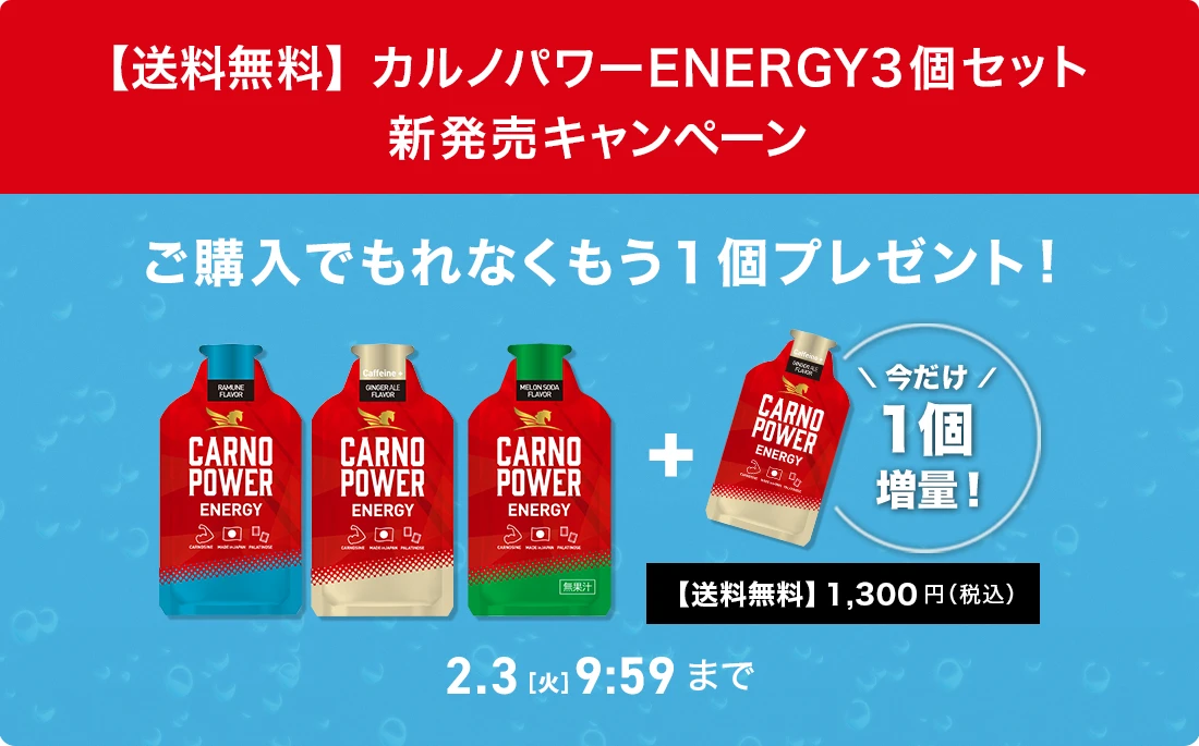 今なら一個増量！カルノパワーENERGY3個セット新発売