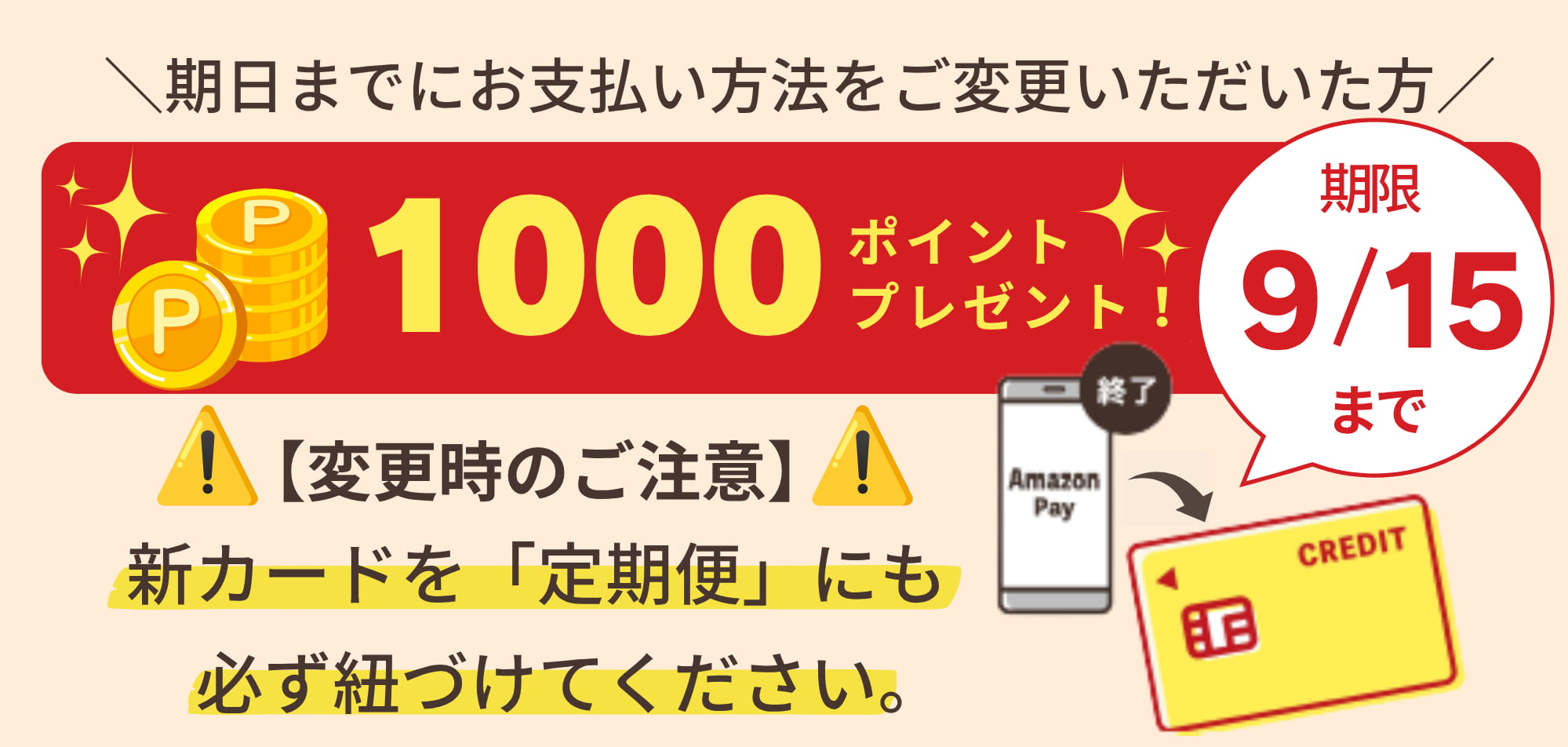 Amazon Pay取扱終了に伴うお支払い方法変更のお願い