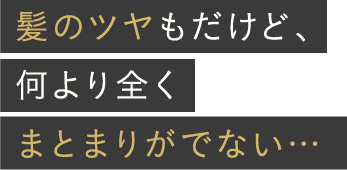 髪のツヤもだけど、何より全くまとまりがでない…