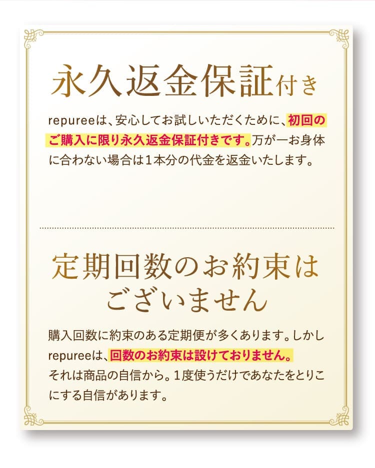 永久返金保証付き