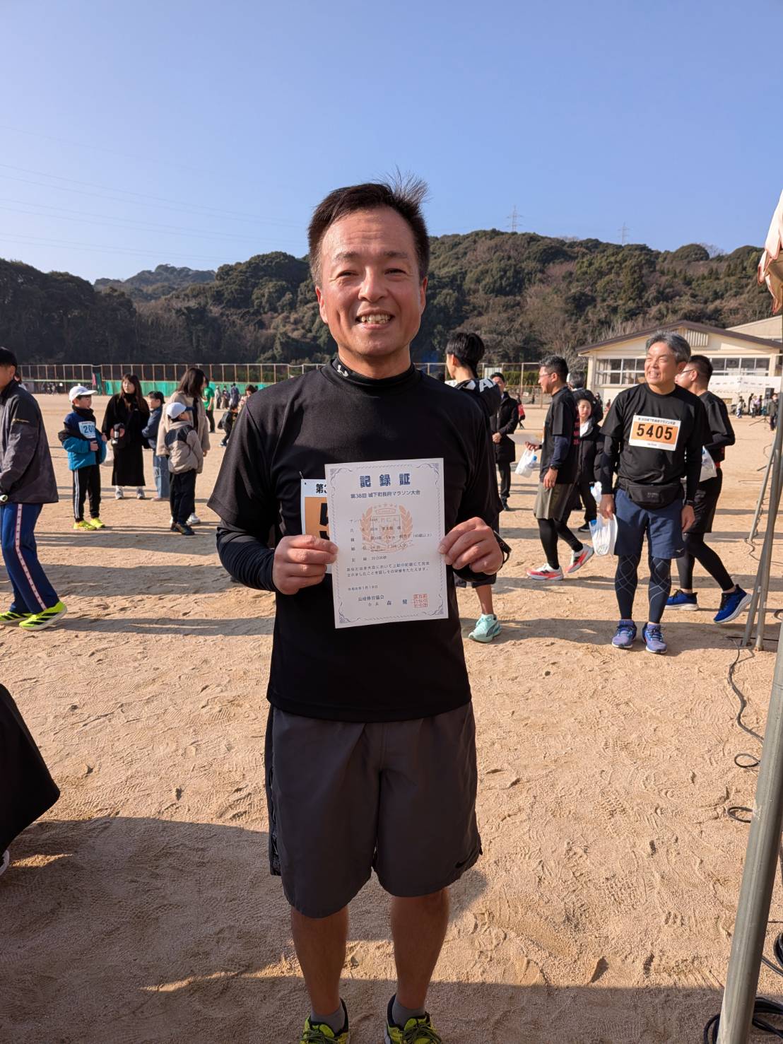 城下町長府マラソンで完走後の下関市長