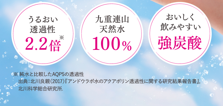 うるおい透過性2.2倍 九重連山天然水100％ おいしく飲みやすい強炭酸