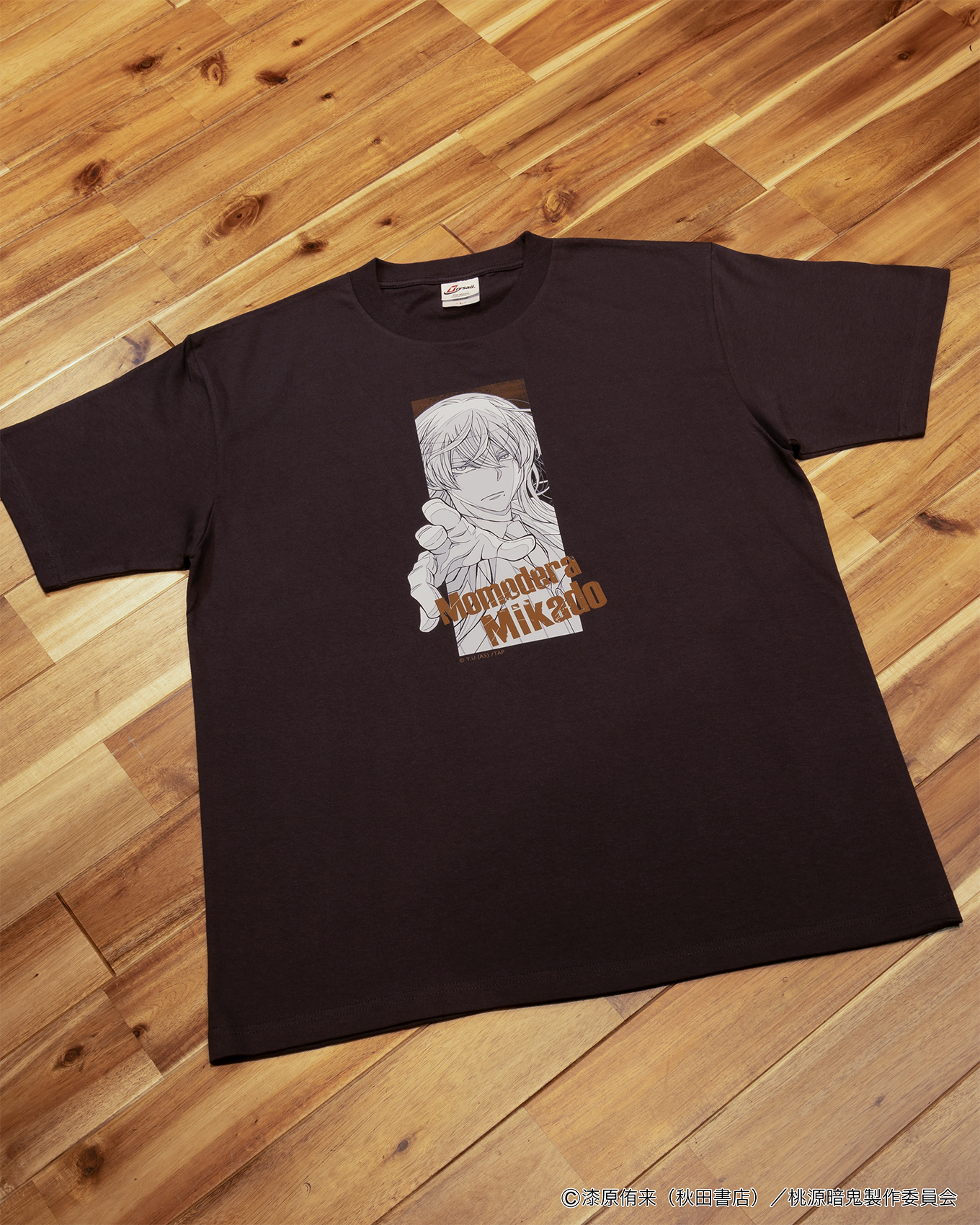 原画アートＴシャツ （桃寺神門）チャコール サイズ: M