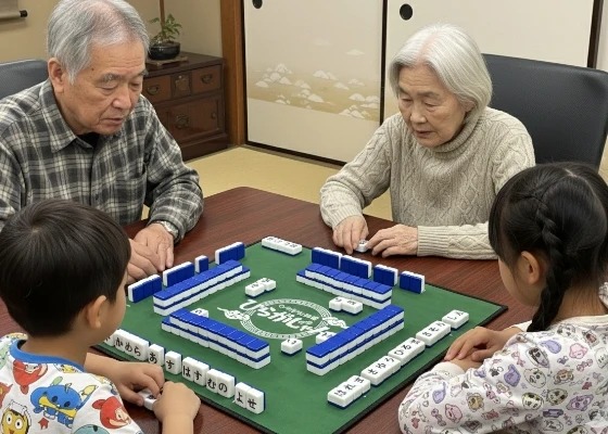 祖父母と孫がプロ版で遊んでいるところ