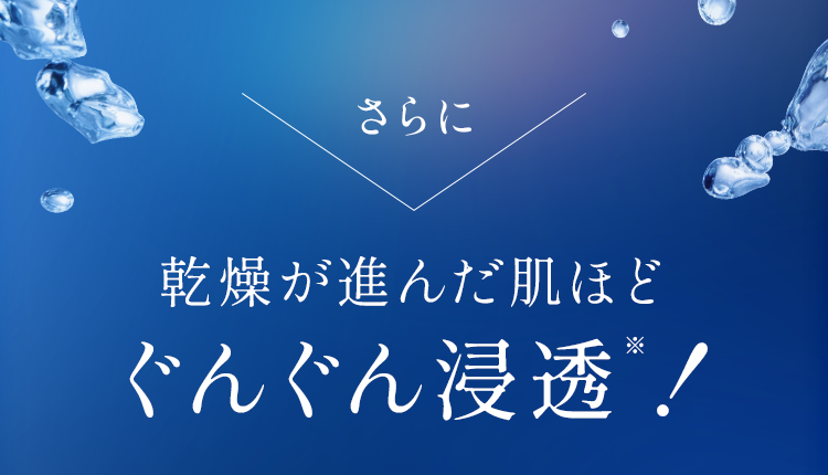乾燥が進んだ肌ほど、ぐんぐん浸透！