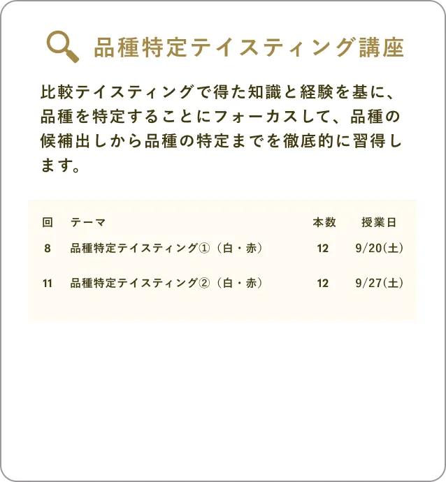 品種特定テイスティング講座