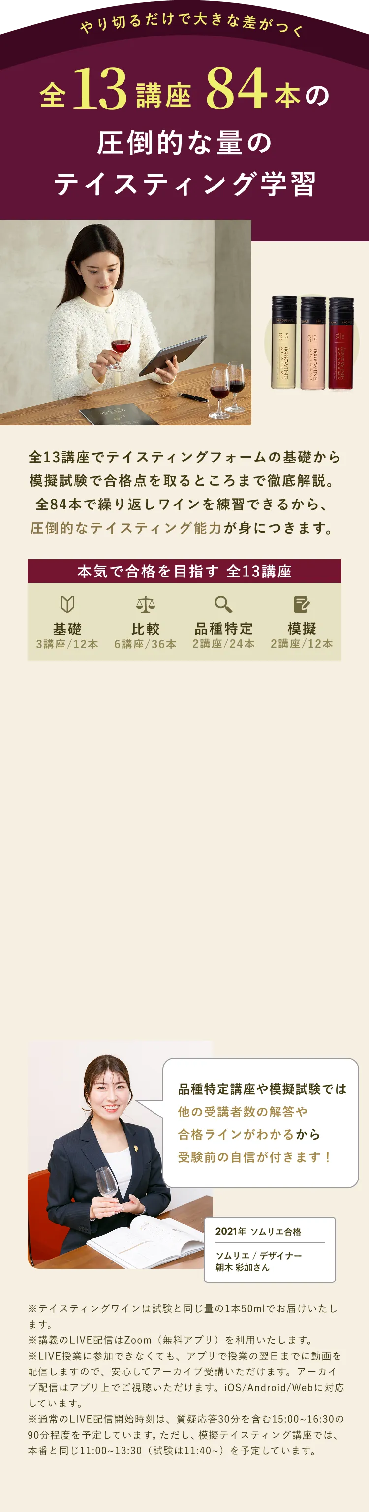 全13講座84本の圧倒的な量のテイスティング学習