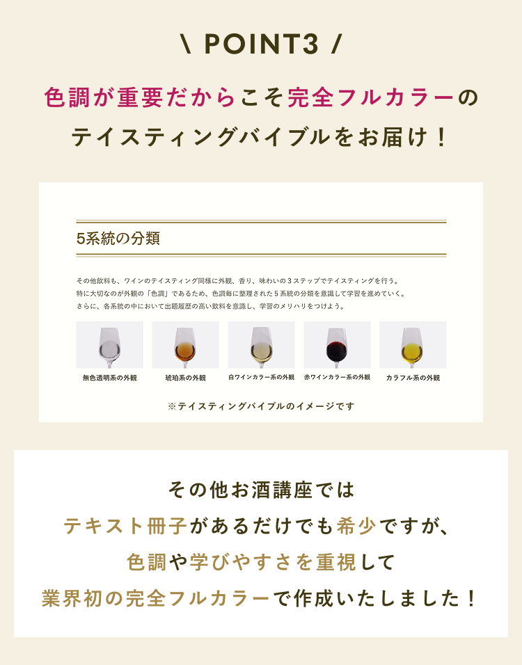 色調が重要だからこそ完全フルカラーのテイスティングバイブルをお届け！