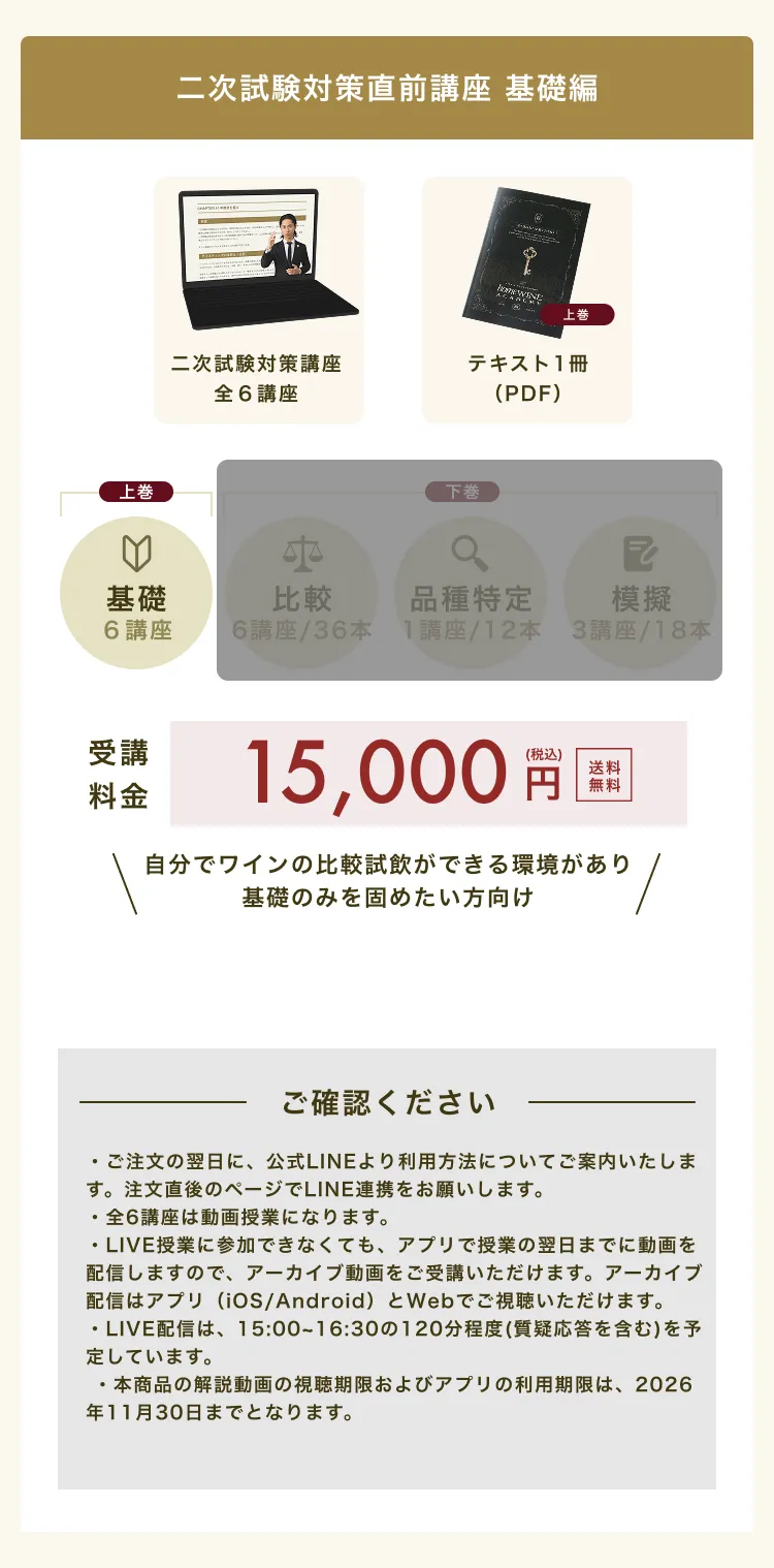 二次試験対策直前講座 基礎プラン 15,000円