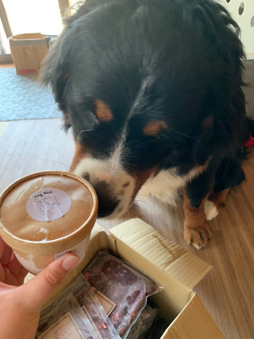 HUGBOXを食べるはじめくん・たおちゃんの写真