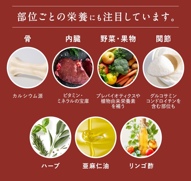 部位ごとの栄養にも注目しています。