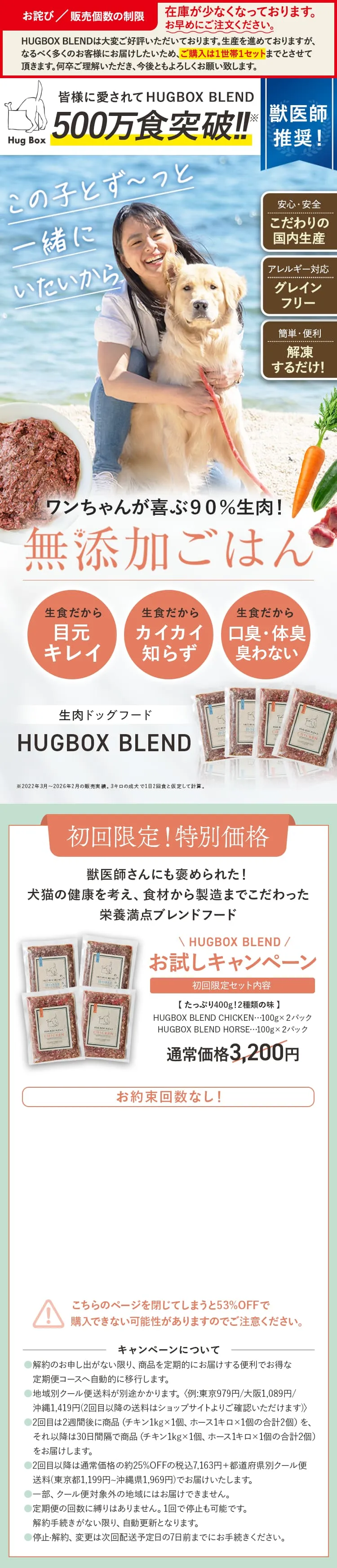 皆様に愛されてHUGBOX BLEND 500万食突破