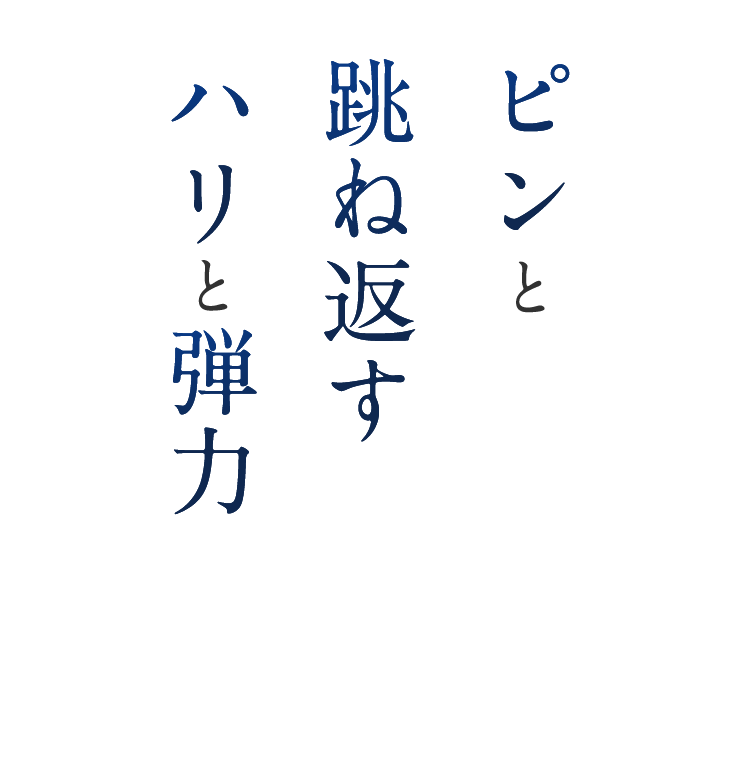 ピンと跳ね返すハリと弾力