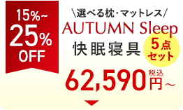 15%〜25%OFF AUTUMN Sleep快眠寝具5点セット