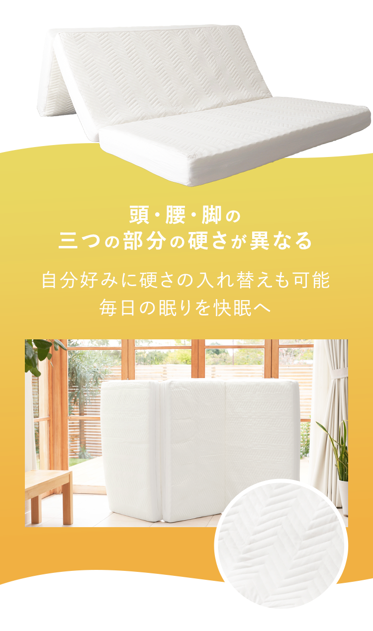 頭・腰・脚の三つの部分の硬さが異なる