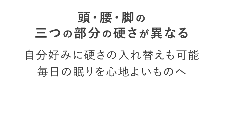 頭・腰・脚の三つの部分の硬さが異なる