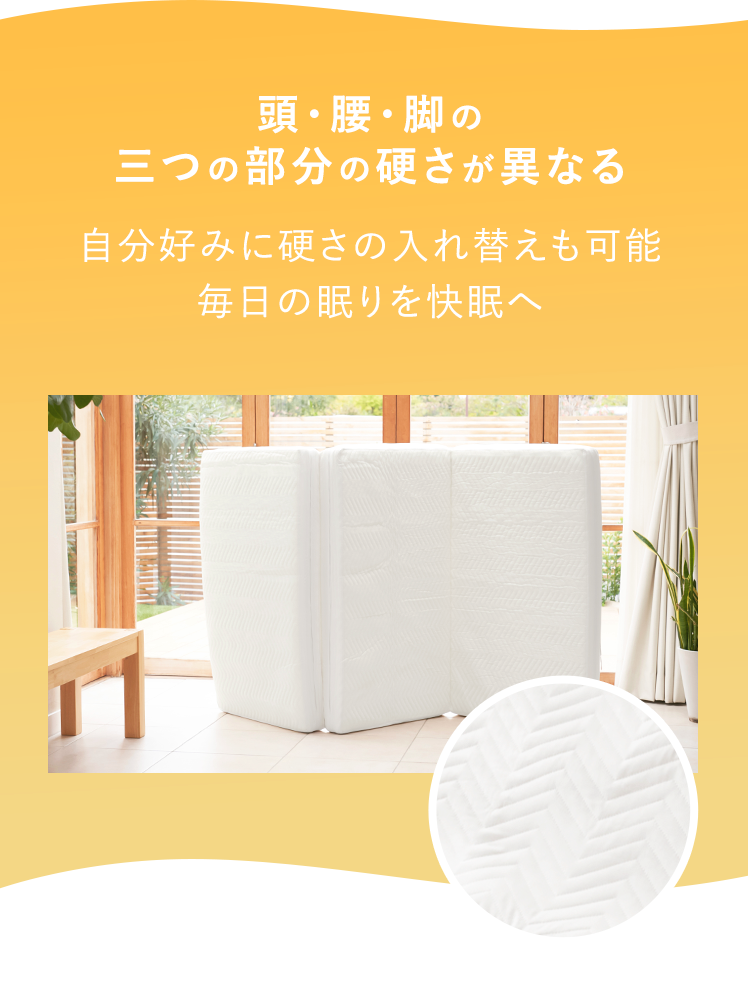 頭・腰・脚の三つの部分の硬さが異なる