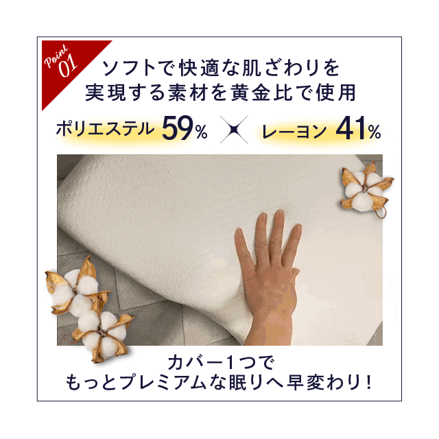 【Point01】ソフトで快適な肌ざわりを実現する素材を黄金比で使用
