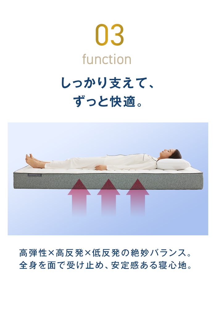 03 しっかり支えて、ずっと快適。