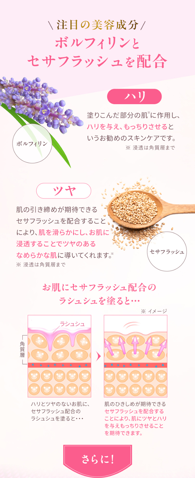 ＼注目の美容成分／ ボルフィリンとセサフラッシュを配合