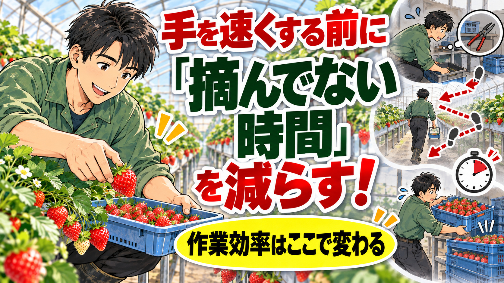 手を速くする前に「歩く・探す・待つ」を減らす。いちご収穫から考える作業効率と経営改善