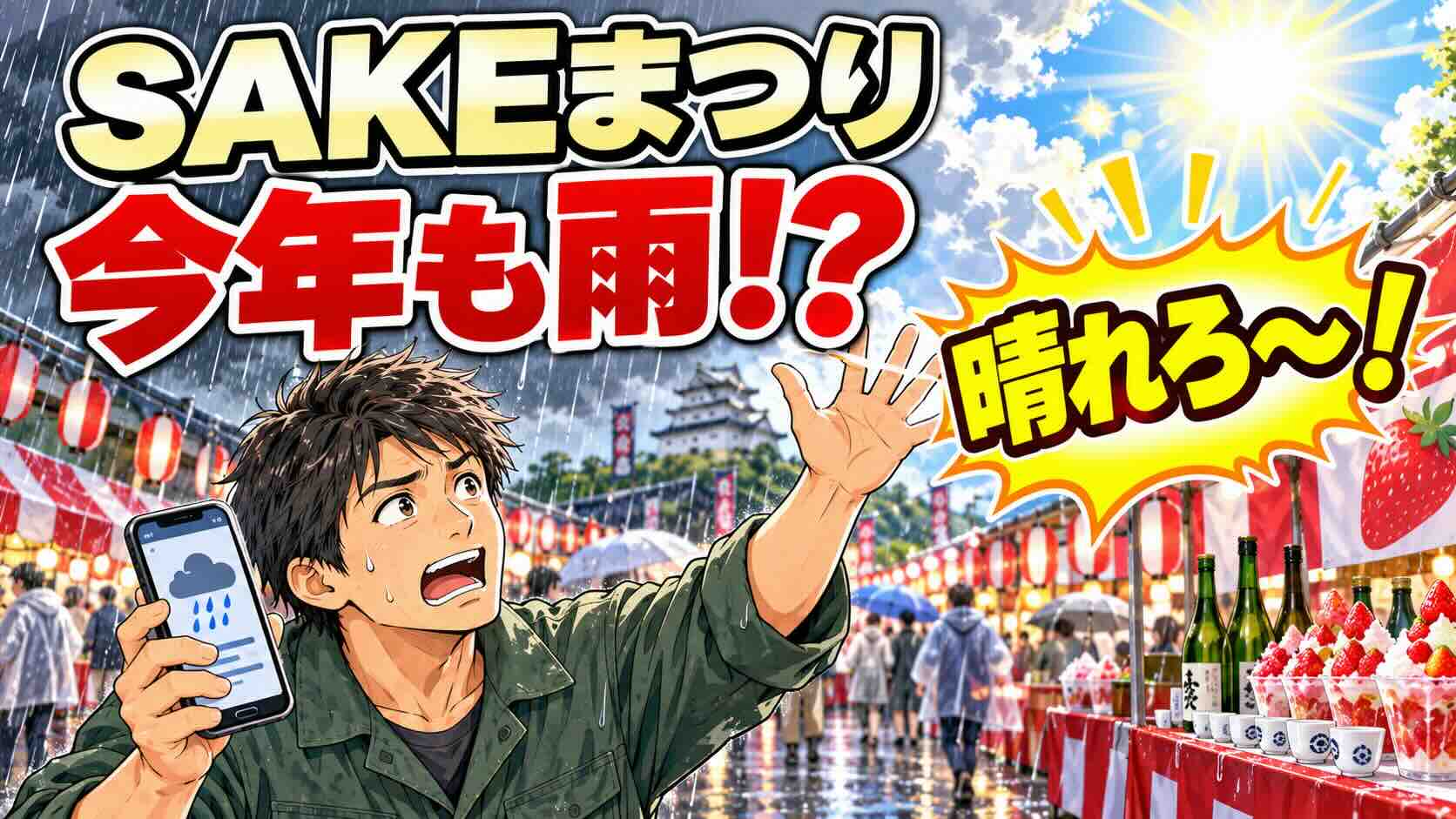 今年も雨なの？（笑）越後謙信SAKEまつりの天気予報を見ながら、販売準備を考える