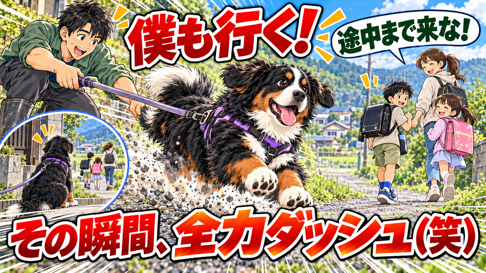 「僕も行きます。」玄関で待っていた琥珀、「途中まで来な！」の一言で全力ダッシュ（笑）