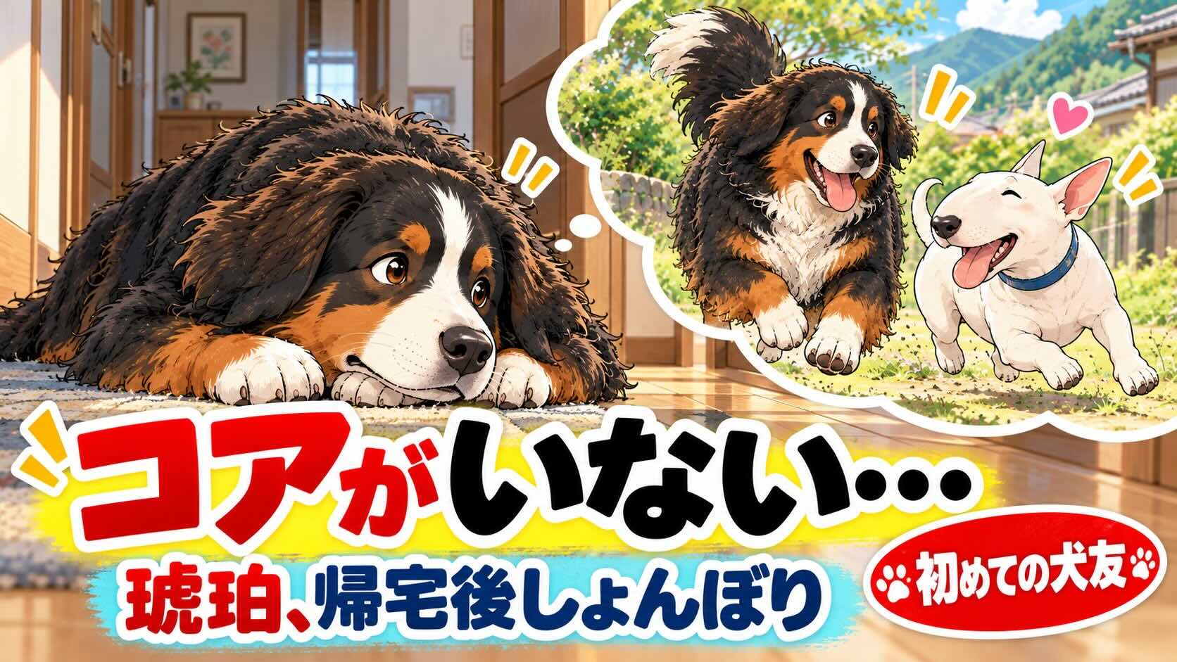 呼んでも来ない琥珀。初めての犬友・コアと離れて、寂しかったのかな？