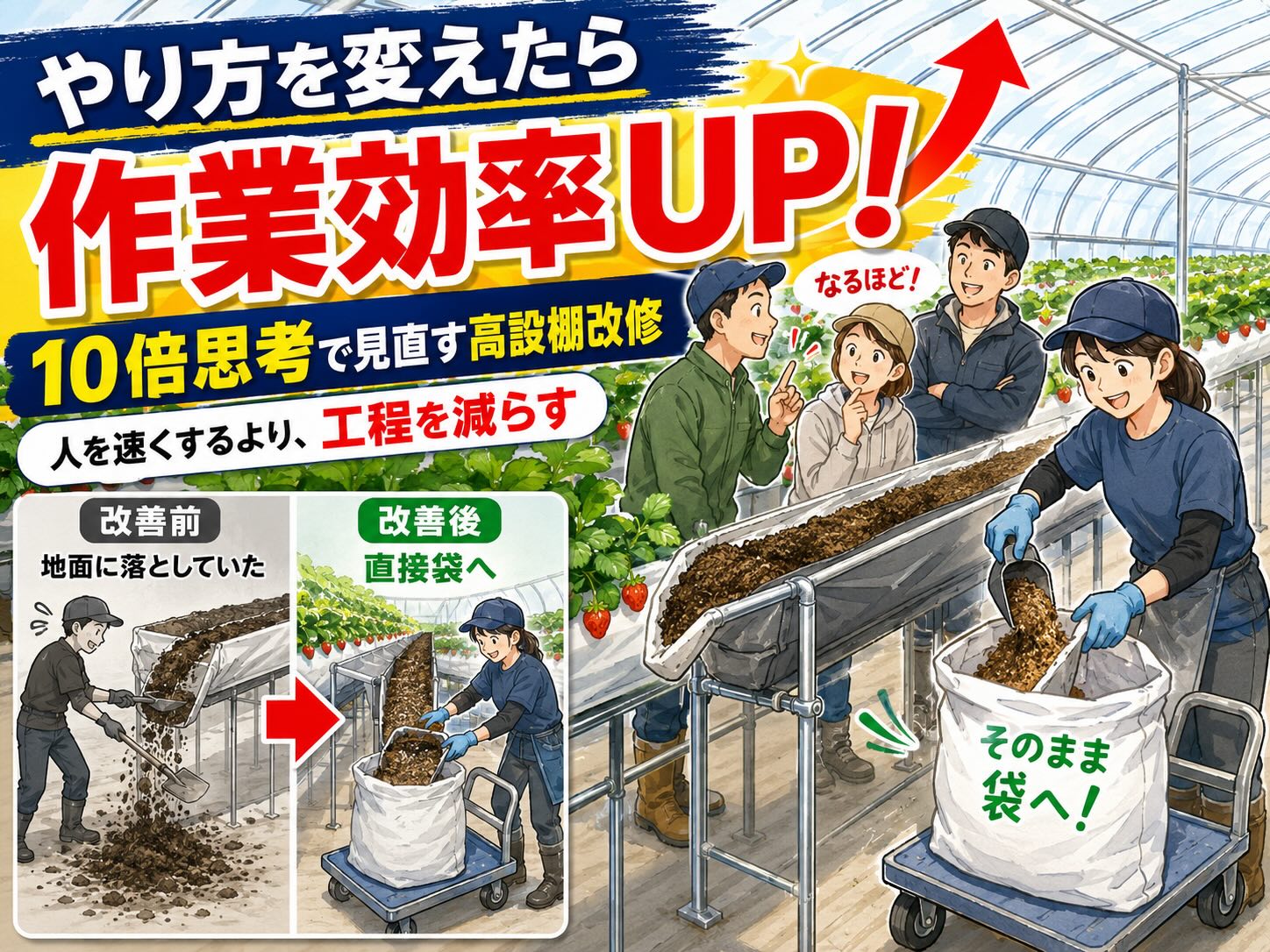 人を速く動かすより、作業そのものを減らす。高設棚の改修で気づいた「10倍思考」