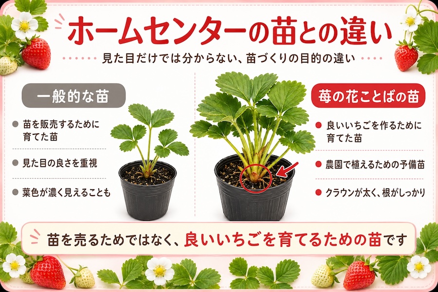ホームセンターのいちご苗との違い